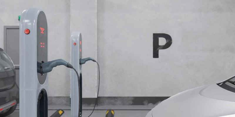 Laddstationer i ett parkeringsgarage för samfälligheter